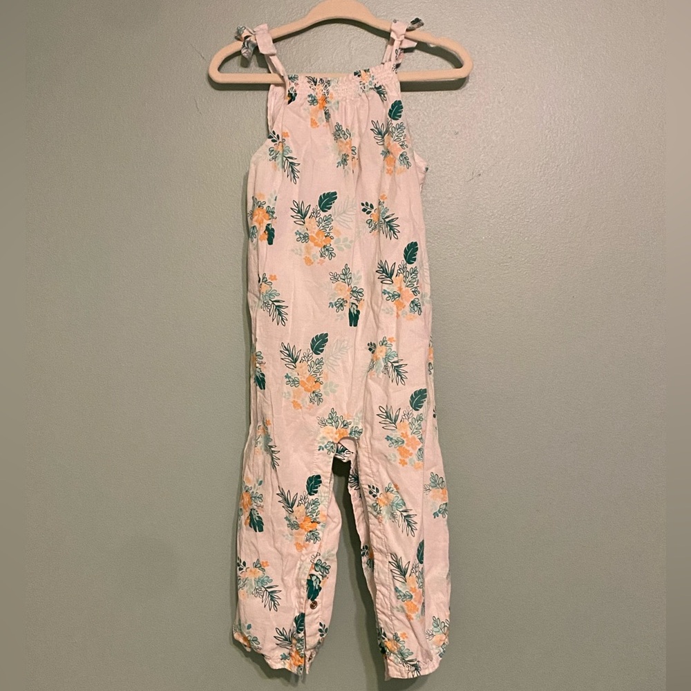 Janie and Jack PALM FLORAL SMOCKED JUMPSUIT 18-24M